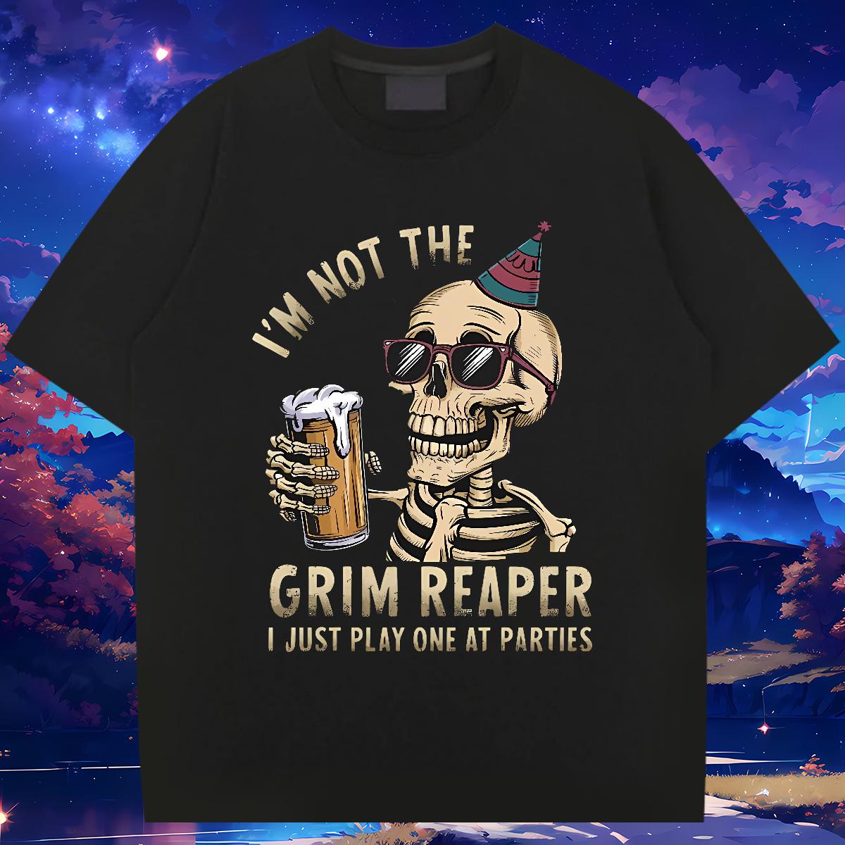 High Quality Men T Shirts Skeleton 230g Cotton Anime Printing Street Breathable Crew Neck Cotton Men Tops Tees Designer Custom Printed Tees Shirts