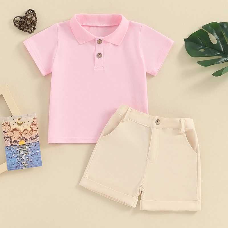 Clothing Sets Toddler Girls Boys Summer Outfits Clothing Sets Short Sleeve Lapel Button Up Shirt Tops and Solid Color Shorts Sets