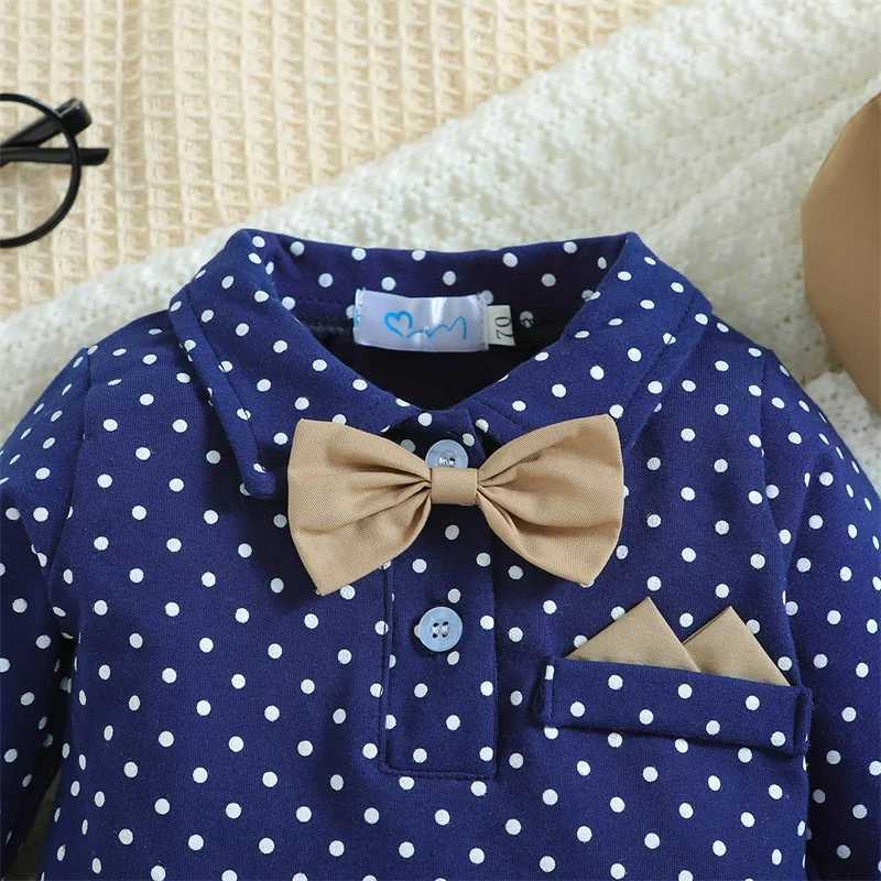 Clothing Sets Baby Boys Autumn Clothing 3Pcs Gentleman Outfits Long Sleeve Dots Print Bodysuit + Suspender Pants + Hat Set Infant Clothes