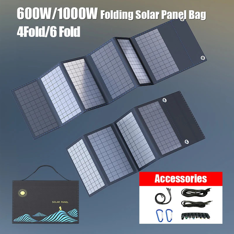 1000W Solar Panel Portable Folding Bag USBDC Output Charger Outdoor Power Supply for Home Mobile Phone Generator 240711