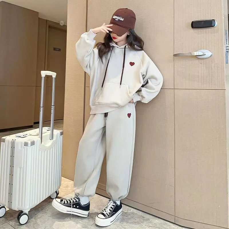 Clothing Sets Girls Letter Long Sleeve Hoodie Tee Long Pants Outfit Toddler Infant Clothing Set Fashion Kids Wear Children Outfits New 2024