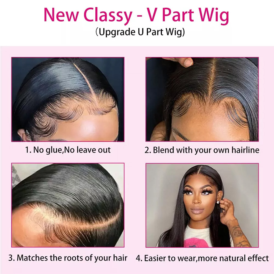 New V Part Wig Human Hair No Leave Out Deep Wave Wig Upgrade U Part Wig No Glue Suit Your Natural Hair Curly Human Hair Wig