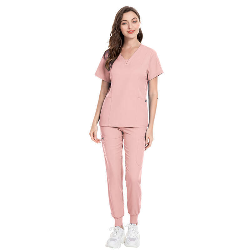 Scrubs for Women Uniform Two Piece Set Women Scrubs Zip Up New Product Gentle Wind Washable New Pattern Popular Loose Short Linen Bifurcated Temperame