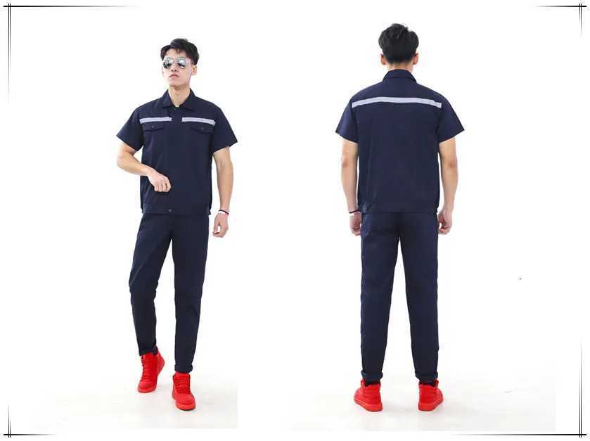 Summeworker Clothing Workwear Clothes Set Cleaners Workmen Factory Uniform Wear-resistant Repairman Auto Car Workshop Reflective 240716