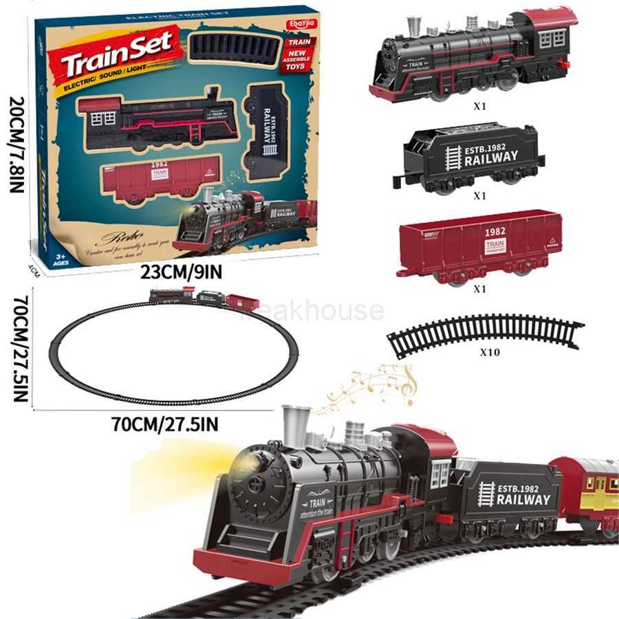 Electric Car Silation Retro Steam Train Model Kids High Speed Rail Toy Boy Set Free shipping