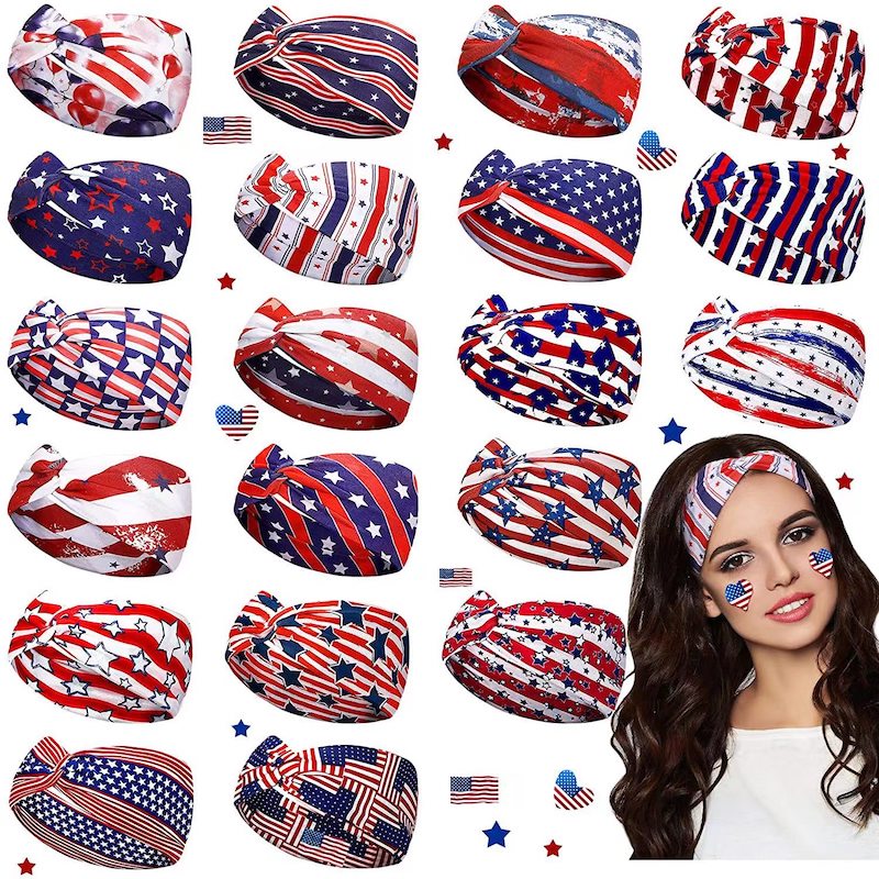 Wholesale Elastic USA Twisted Hair Bands Bandanas Stretchy Athletic Headband Wide Knotted Head Wraps Yoga Sport Hair Rope