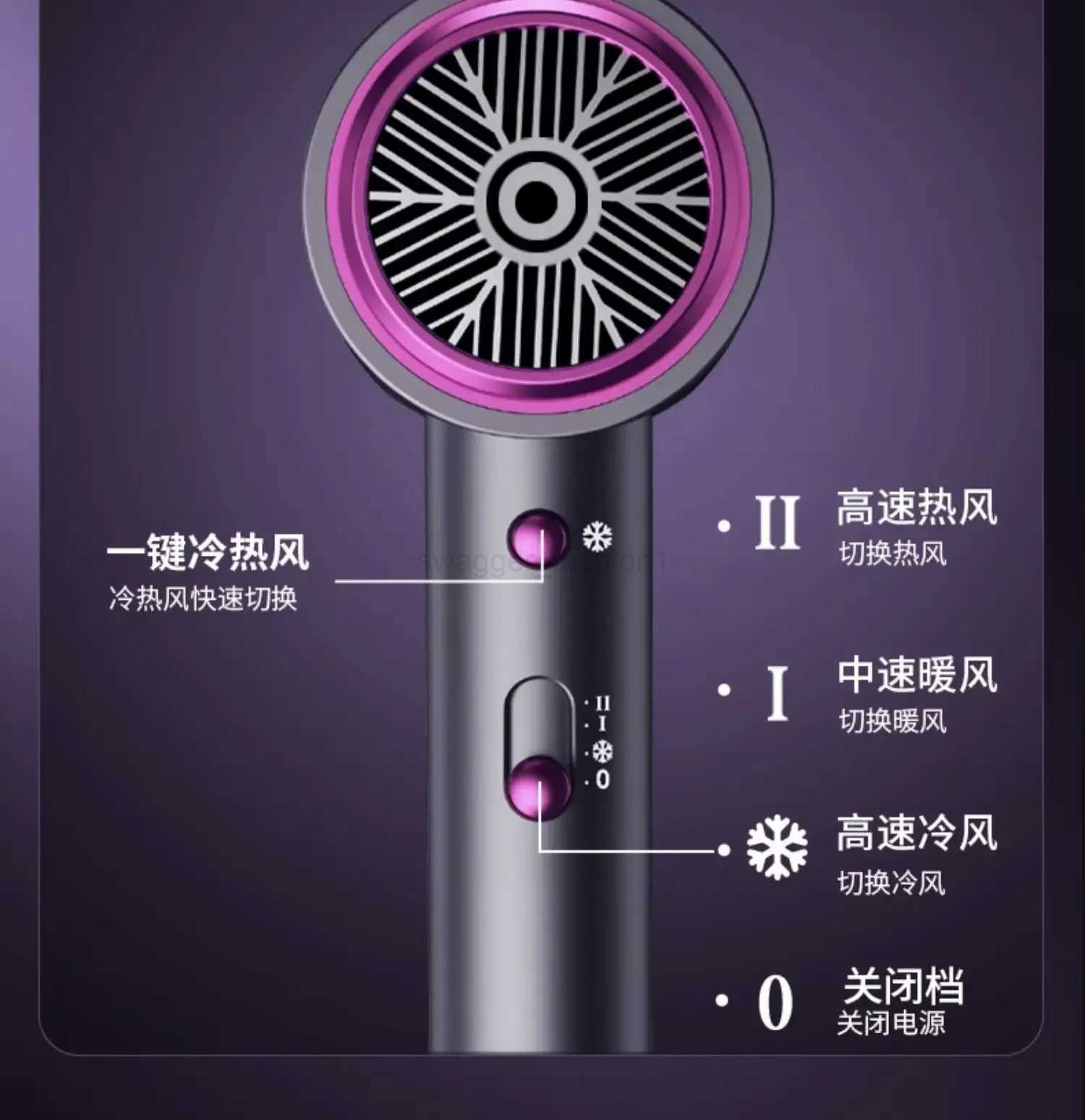 High speed hair dryer household negative ion hair care large wind speed drying air duct blow dryerBkl240717
