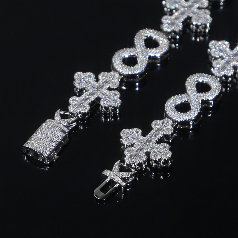 New Arrived Iced Out Bling Rock Men Boy Cool Jewelry Micro Paved 5A CZ Hip Hop Cross Infinity Chain Necklace