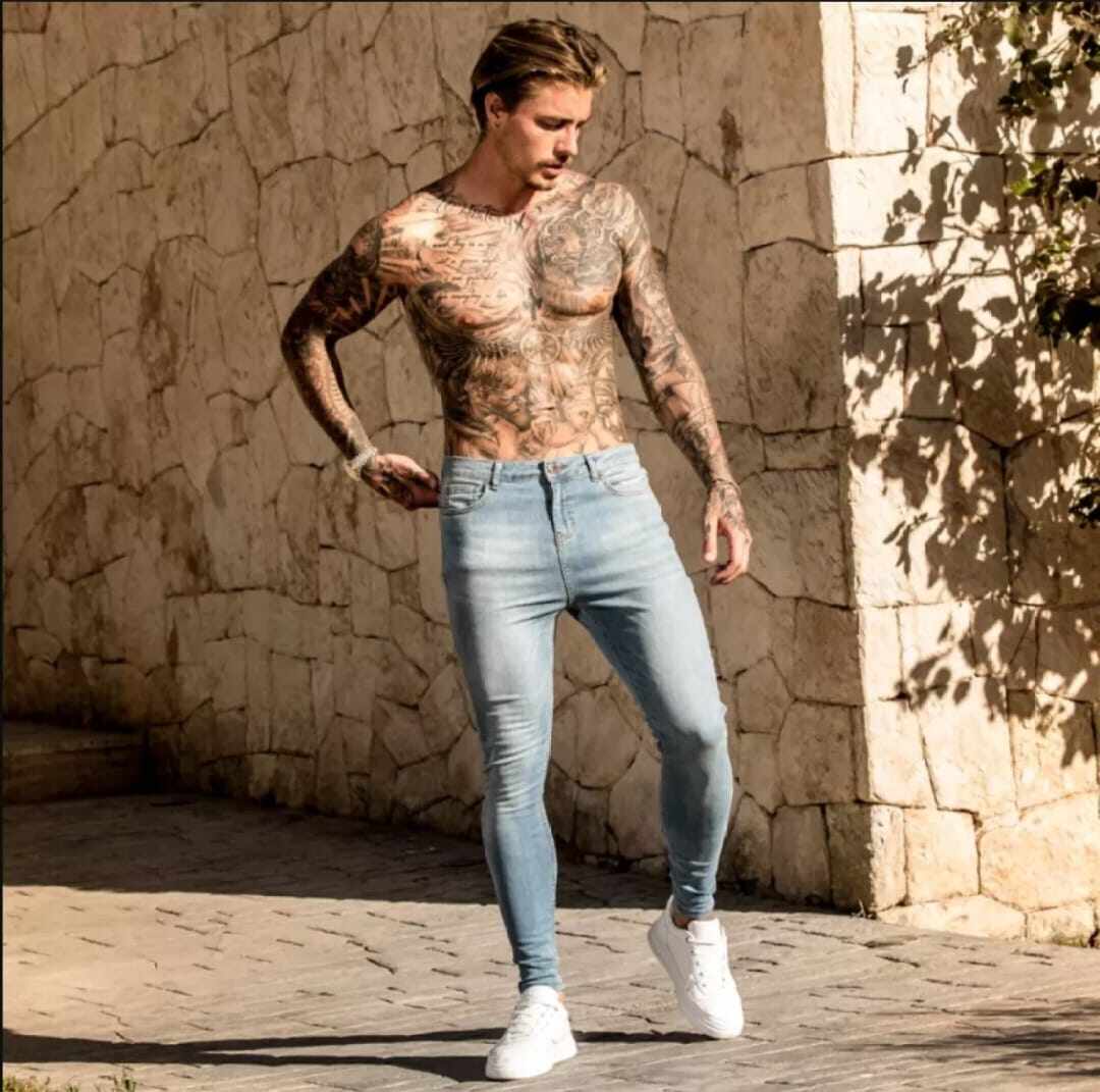 Pants men's fashionable high-quality Korean slim fit plain denim jeans Bergetah men's casual jeans