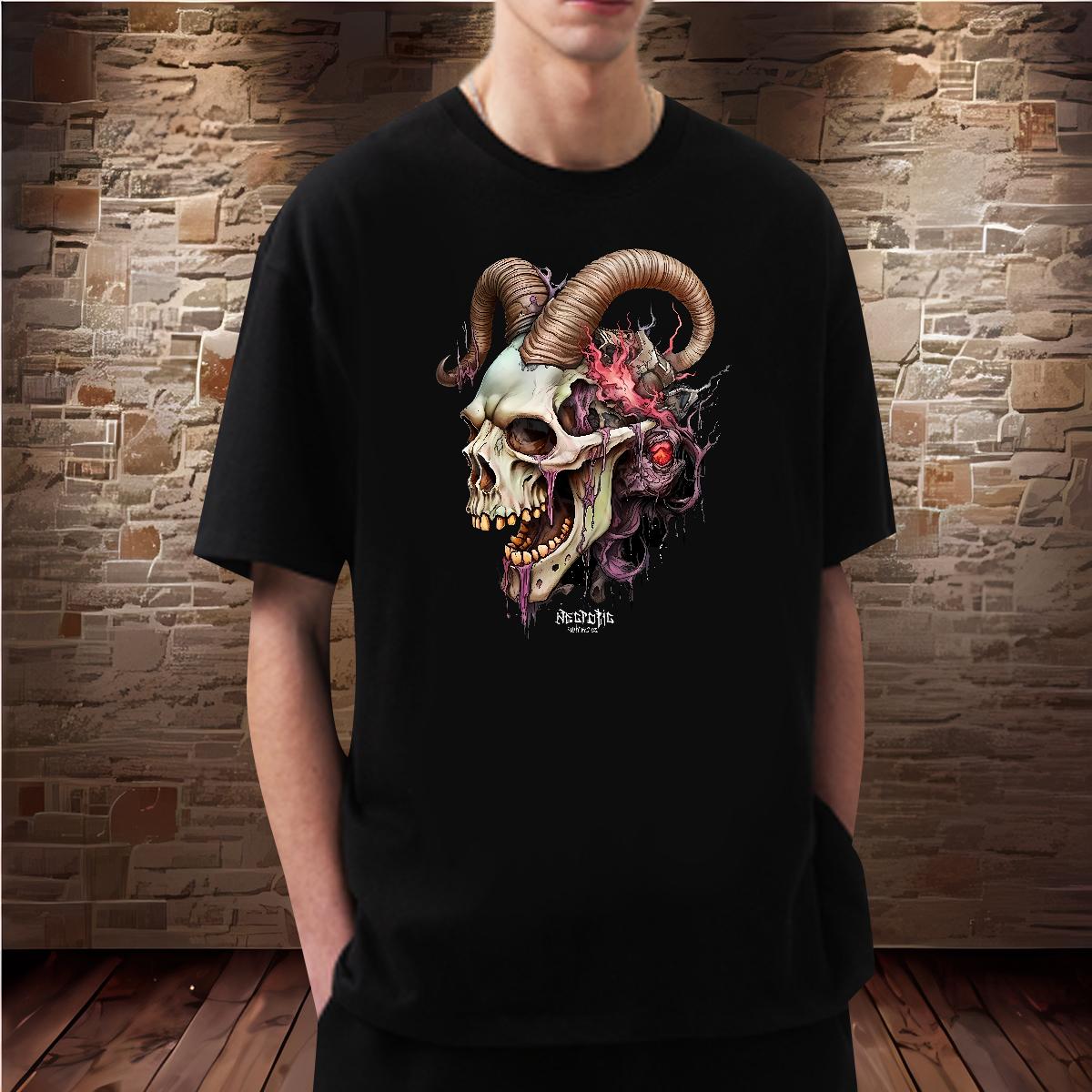 Loose Fit Mens Tshirts Skeleton 230g 100% Cotton Crew Neck Cotton Breathable Casual Beach Mens T Shirts Customized Classic Casual Tops