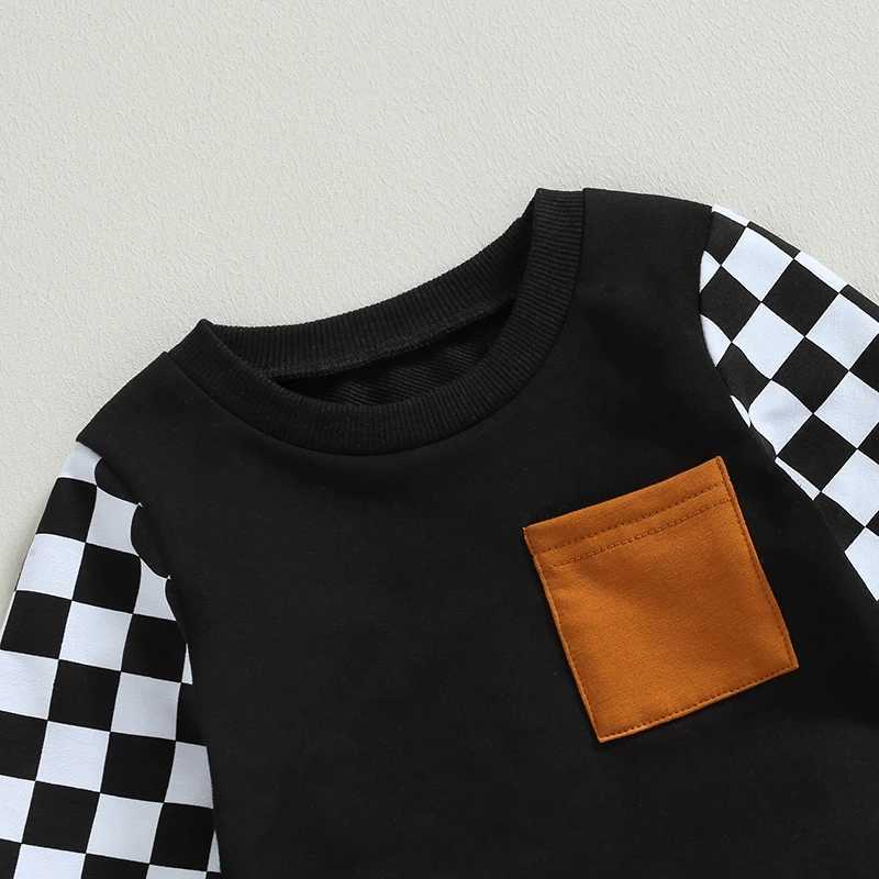 Clothing Sets 2Pcs Autumn Spring Baby Boy Clothes Set Cotton Long Sleeve Plaid Sweatshirt Drstring Pants Tracksuit Toddler Clothes Outfits