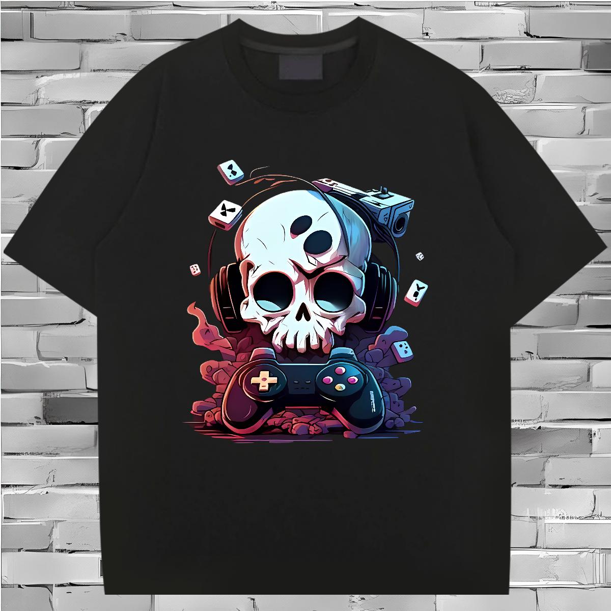 DIY T Shirts Men Skeleton 230g Cotton Customized Casual Daily Wear Tshirt for Man Woman Crew Neck Cotton Breathable Comfortable