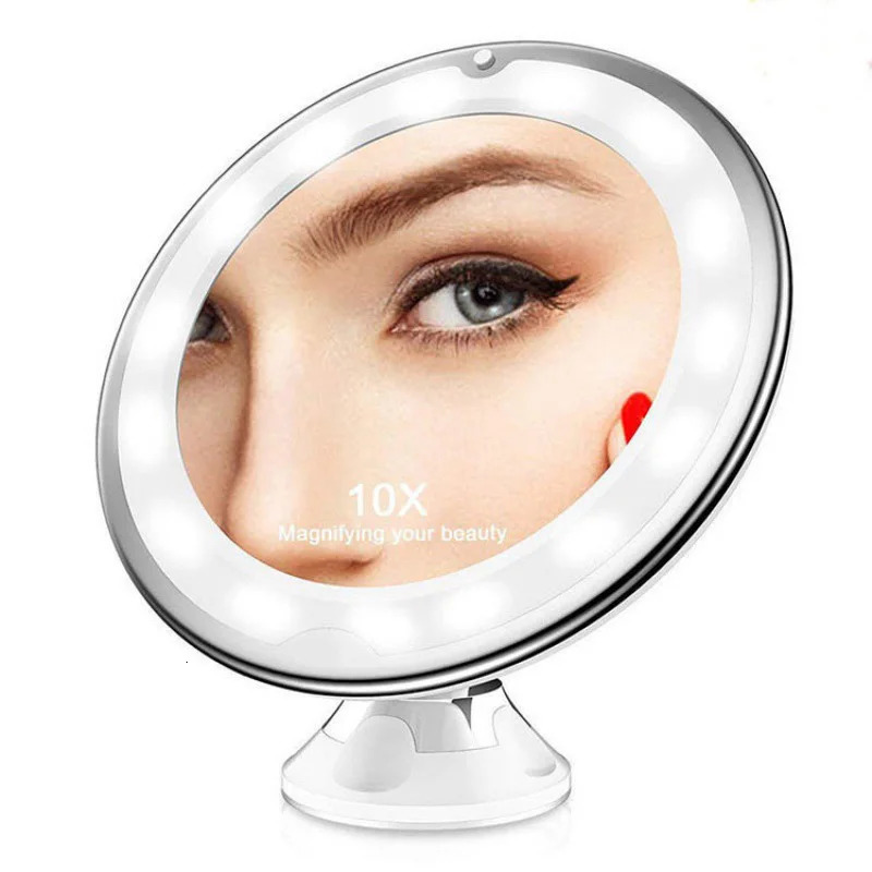 Flexible Makeup Mirror 10x Magnifying Mirrors 14 Led Lighted Touch Screen Vanity Mirror Portable Dressing Table Cosmetic Mirrors 240715