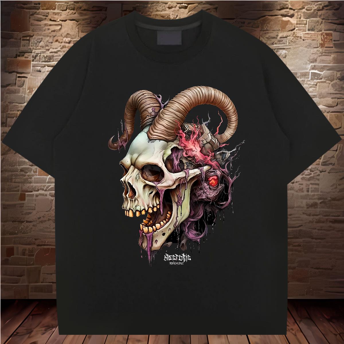 Loose Fit Mens Tshirts Skeleton 230g 100% Cotton Crew Neck Cotton Breathable Casual Beach Mens T Shirts Customized Classic Casual Tops