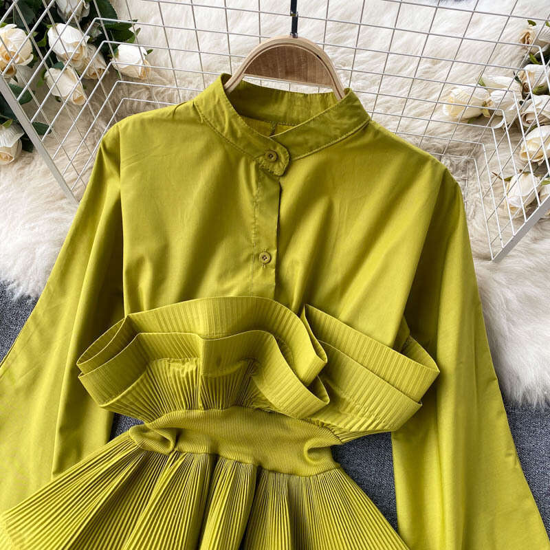 Best Saller Loose Versatile Summer High Street Long Sleeve Tee Shirts O-neck Crop Tops Long-sleeved Women Short Slim-fit Stripe Chiffon Graphic T Shir