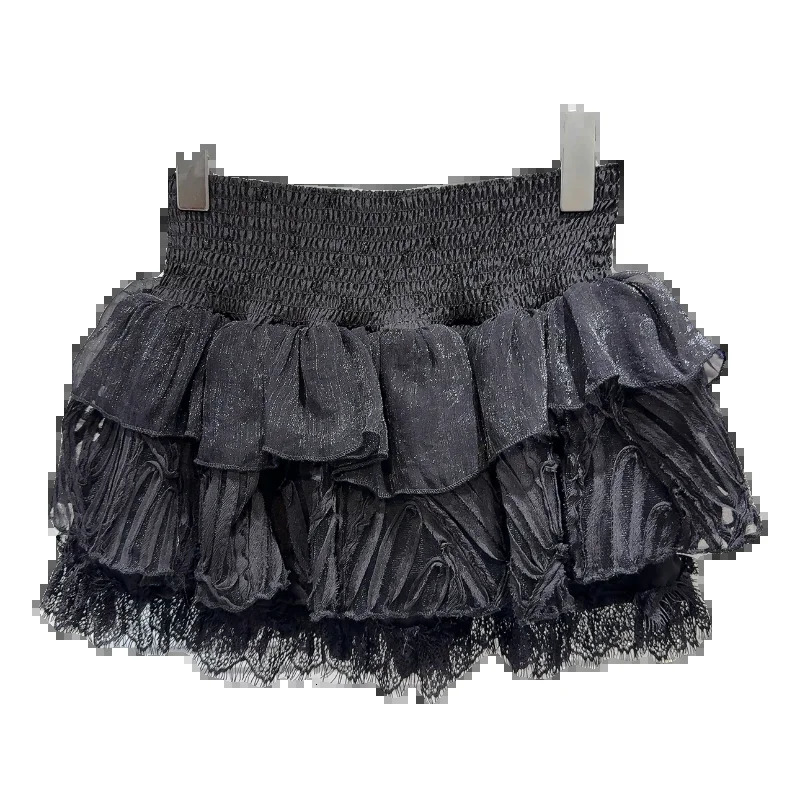 PREPOMP Summer Arrival Multi Layer Lace Ruffles Fluffy Short Mini Skirt Women GR091 240710
