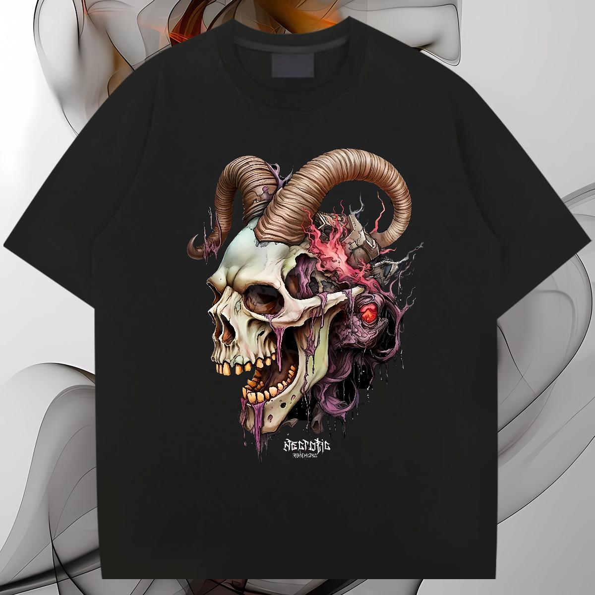 5A T Shirts Men Skeleton 100% Cotton 230g Sport Breathable Crew Neck Tshirt for Man Woman Fashion Custom Cartoon Tops Shirt