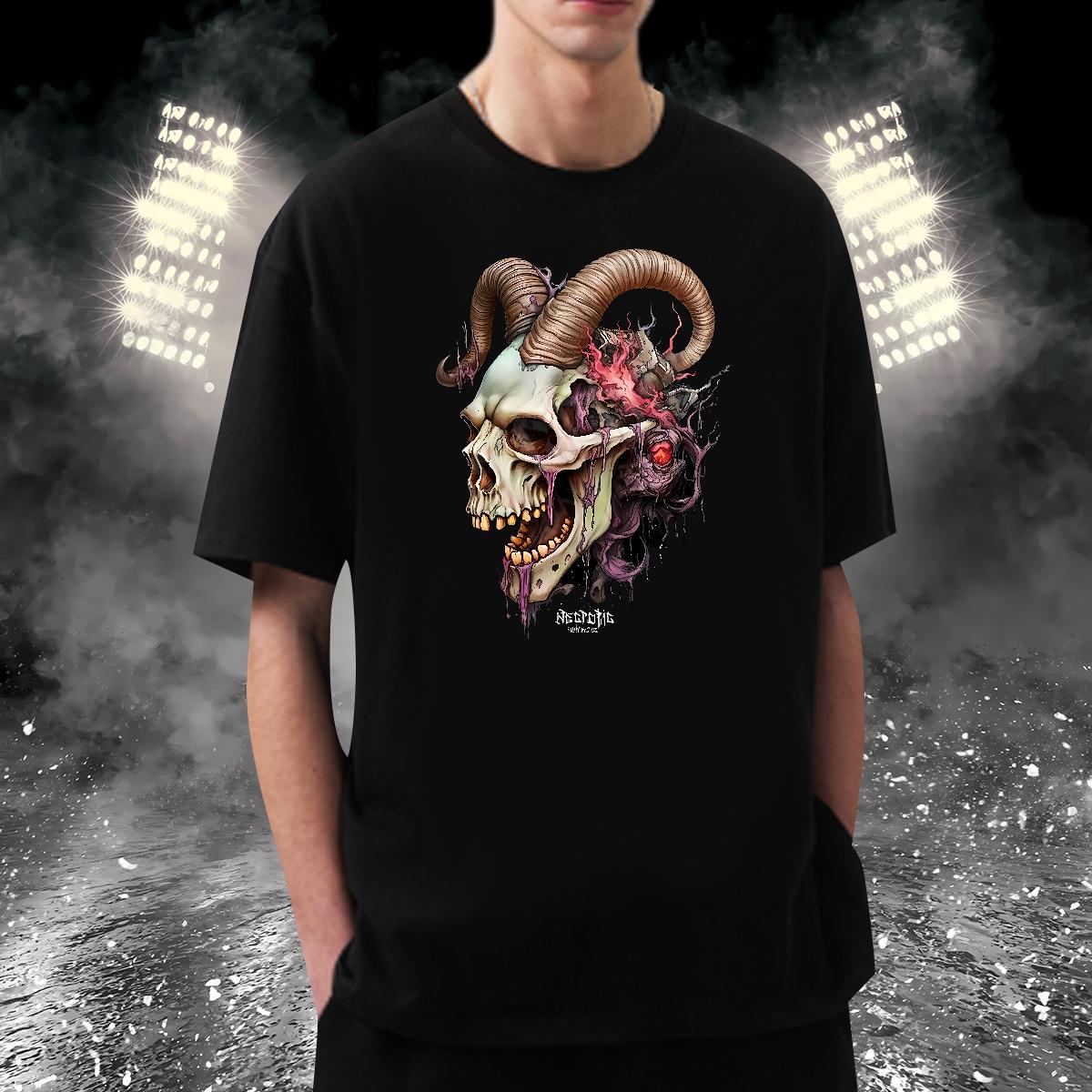 Cool Design T shirt Skeleton 230g 100% Cotton Daily Wear Short Sleeve Cotton O-Neck Tshirts Fashion New Graphic Tops Shirt