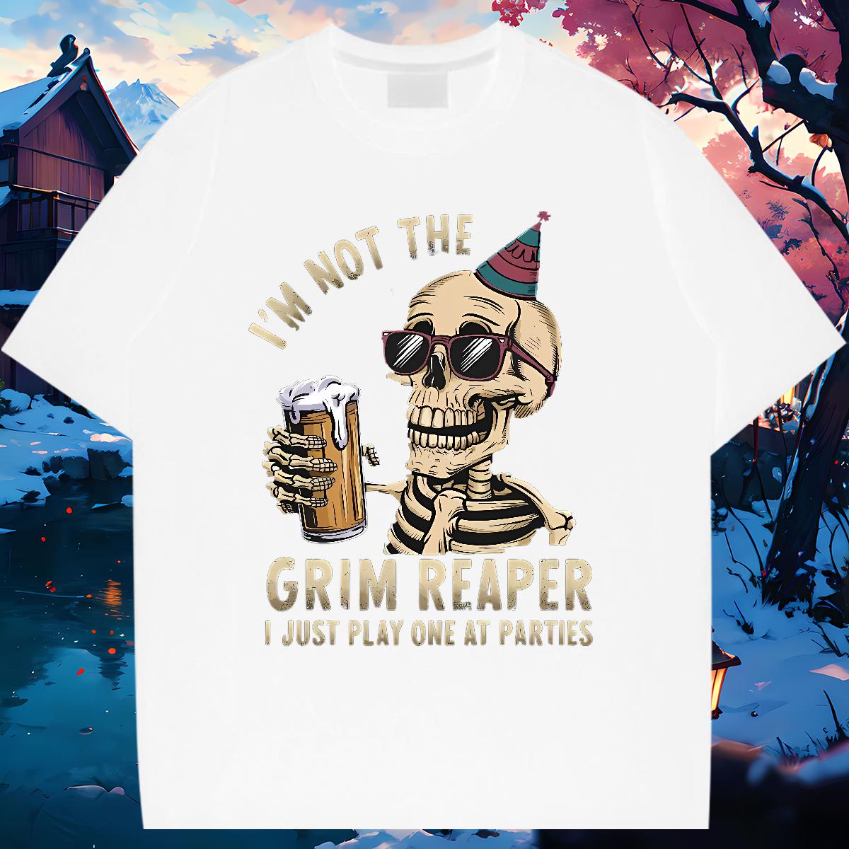 Classic Man T Shirts Skeleton 100% Cotton 230g Casual Breathable Crew Neck Men Tees DIY Skull Tops Tees
