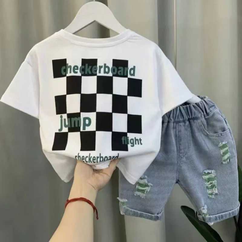 Clothing Sets 2-9Y Boys Summer Clothing Suit New Childrens Cotton Short-sleeved T-shirt Shorts 2-piece Kids Clothes Set For Boy Baby