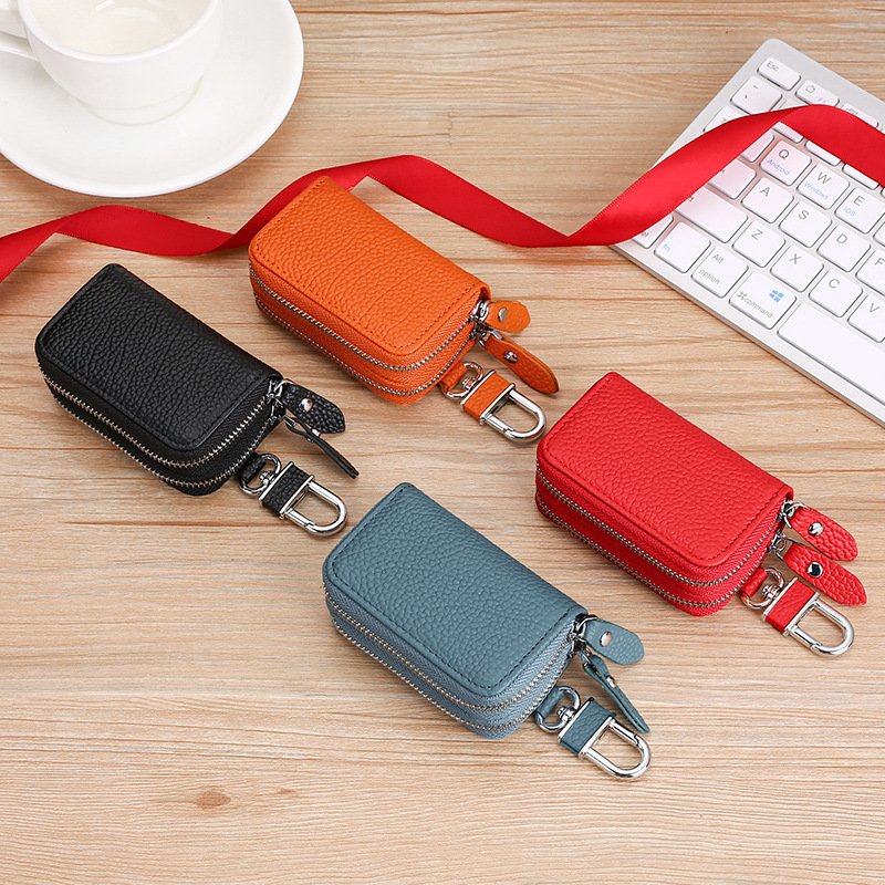 Genuine Leather Key Wallet Keychain Zipper Men Car Key Holder Case Housekeeper Pouch Bag High Quality Designer Key Purse Women