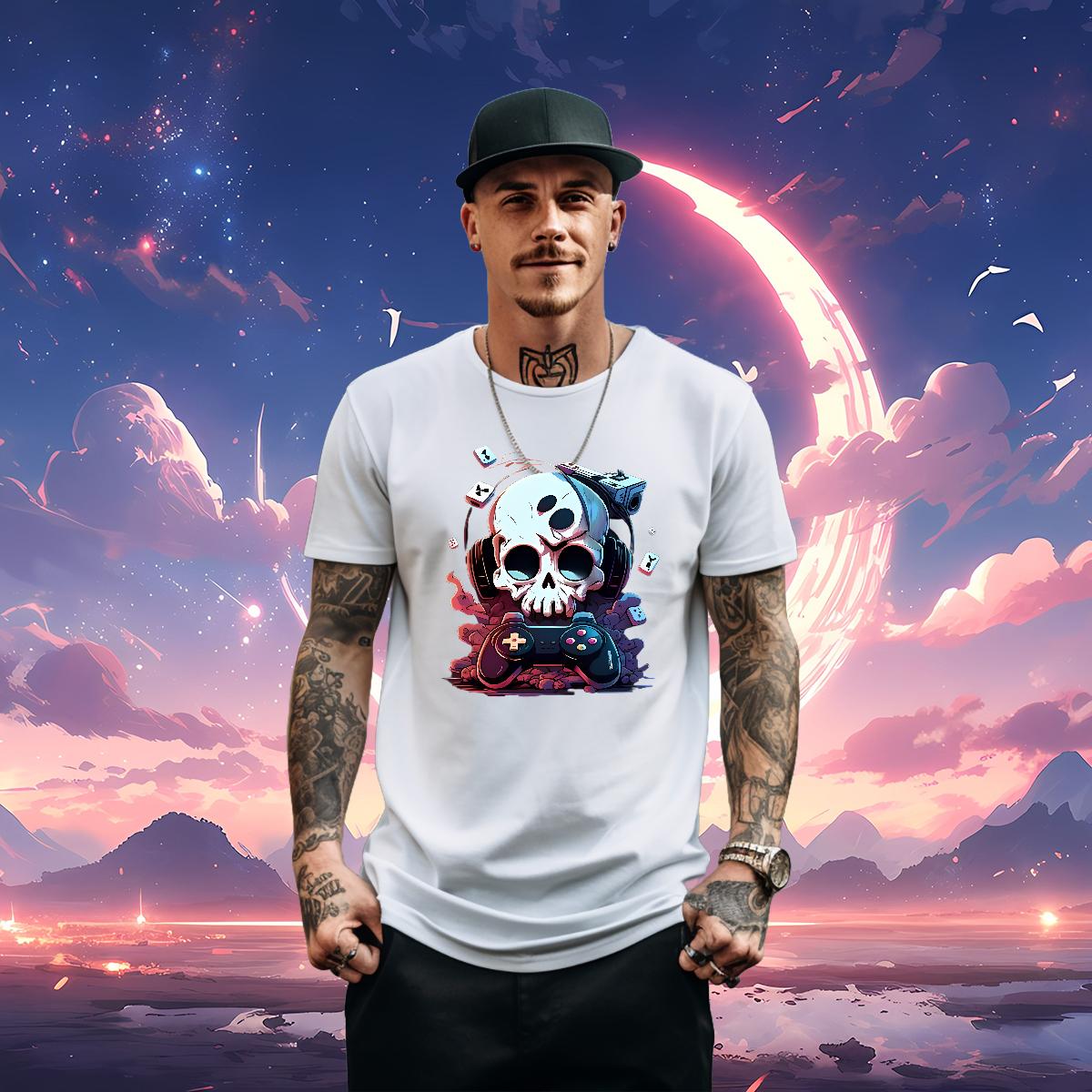 2024 Designer T-Shirts Skeleton 100% Cotton 230g White Plus Size Sports Casual Men Tops Tees Short sleeve Cotton Soft Wholesale