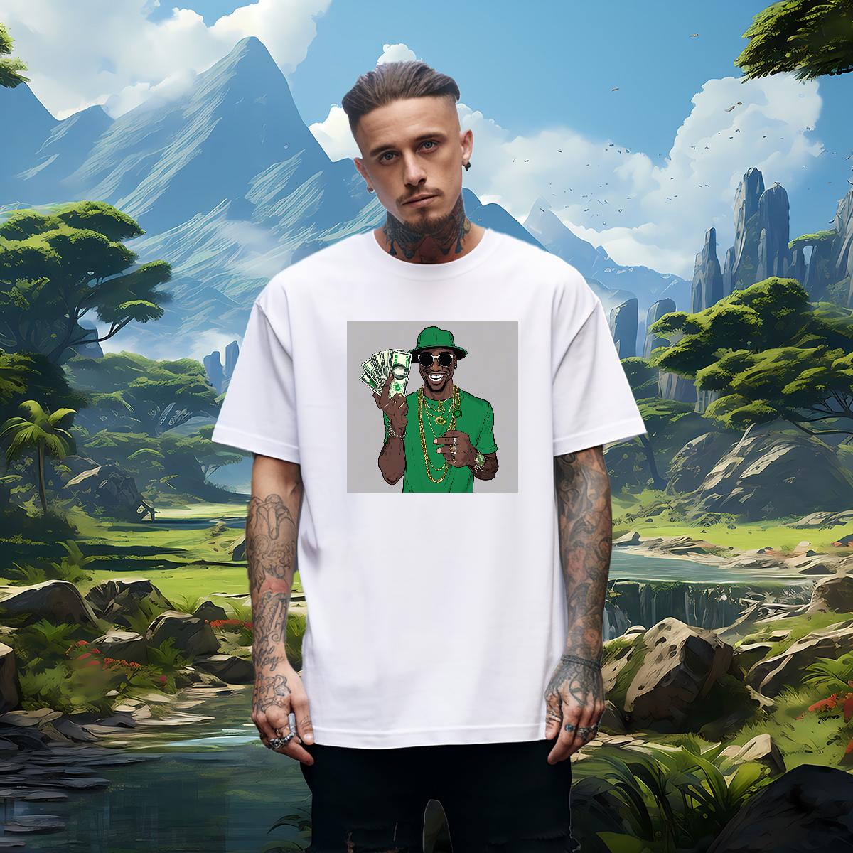 Classic T-Shirts XH 230g Cotton Hip Hop Breathable Crew Neck Cotton Men Tops Tees Designer Black White Clothings