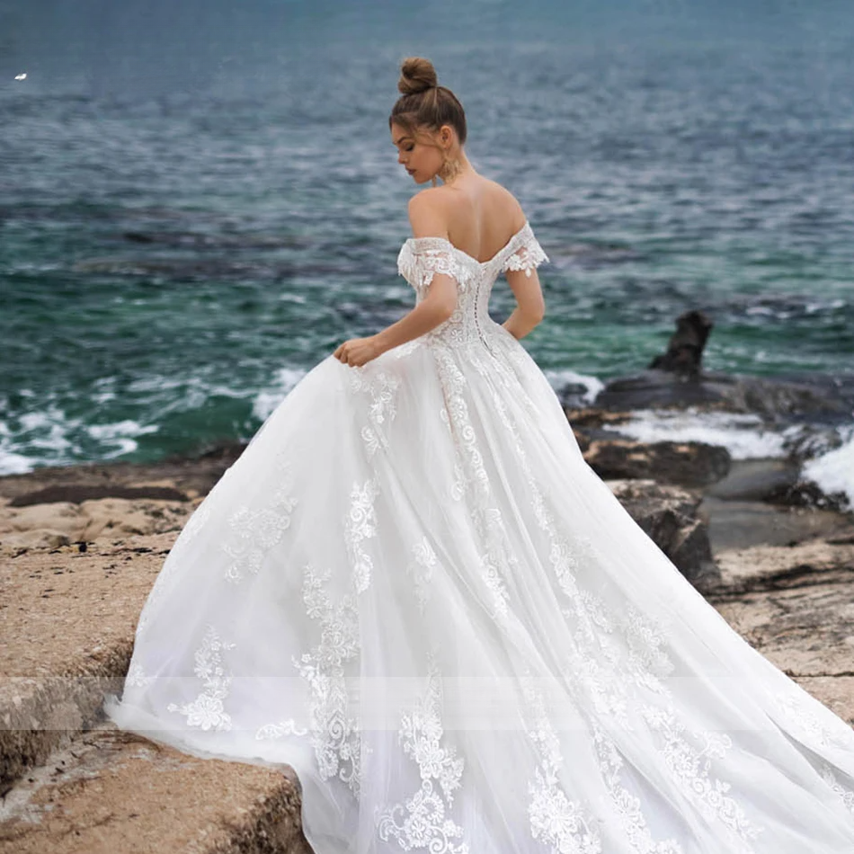 Ashley Carol Dresses For Women 2024 Sweetheart Beaded Appliques Lace Up Cathedral Wedding Gown Vestidos De Novia