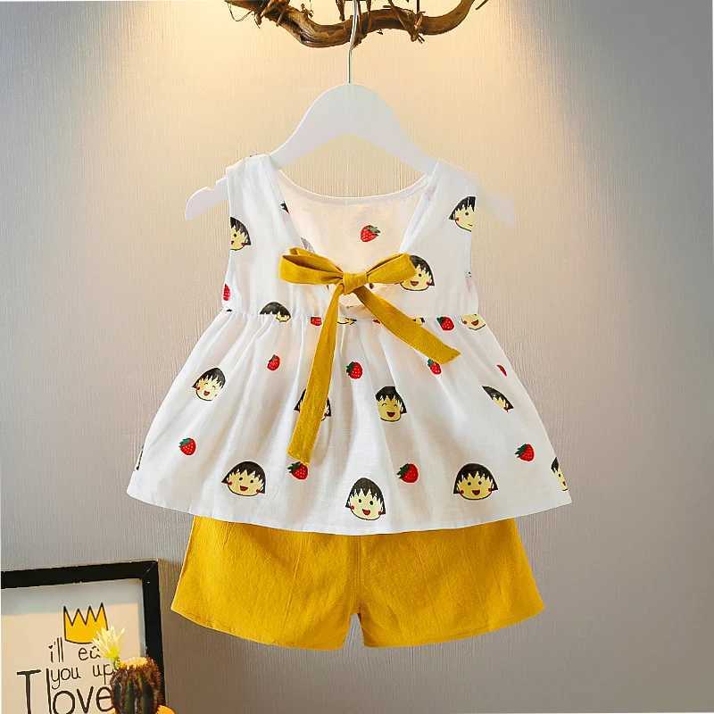 Clothing Sets 2021 New Fashion Baby Clothing Sets Children Sleeveless Top+Shorts 2Pcs Sets Girls Cute Suit 1-5Years Old Baby Clothes