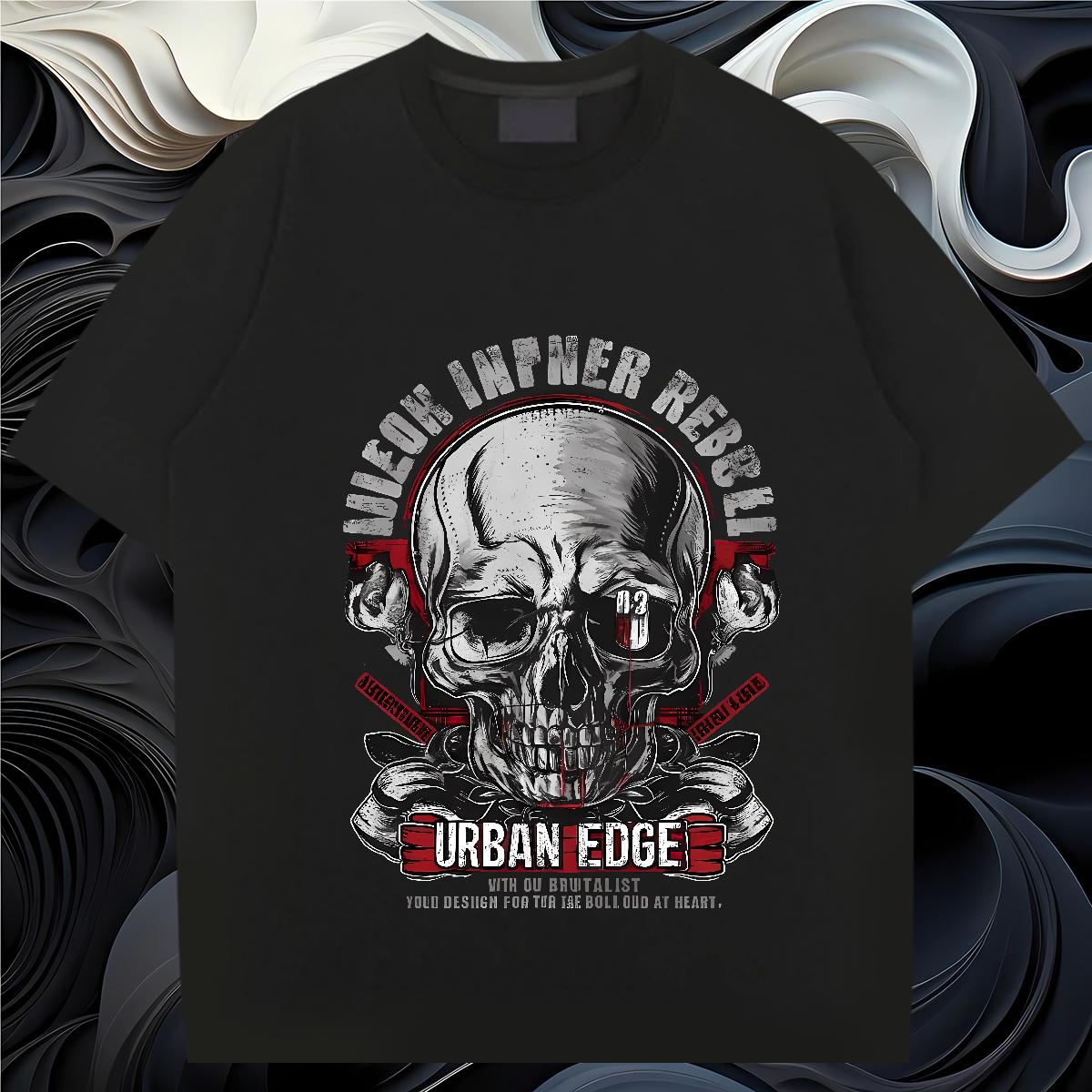 Brand Mens T Shirts Skeleton 100% Cotton 230g Casual Daily Wear Short sleeve Cotton Soft Men Tees Classic Casual Oversized 4XL Tops Shirt