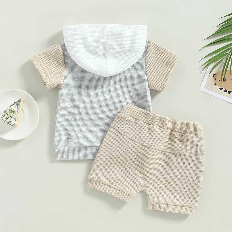 Clothing Sets Newborn Baby Girls Boys Summer Clothes Casual Short Sleeve Waffle Knit Pocket Top+Shorts Tracksuits Toddler Infant Outfit Set
