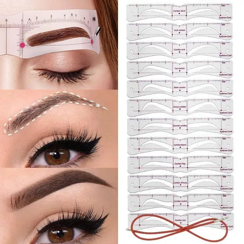 12 pieces/set of reusable eyebrow templates eyebrow drawing guide styling and beauty template card 240715