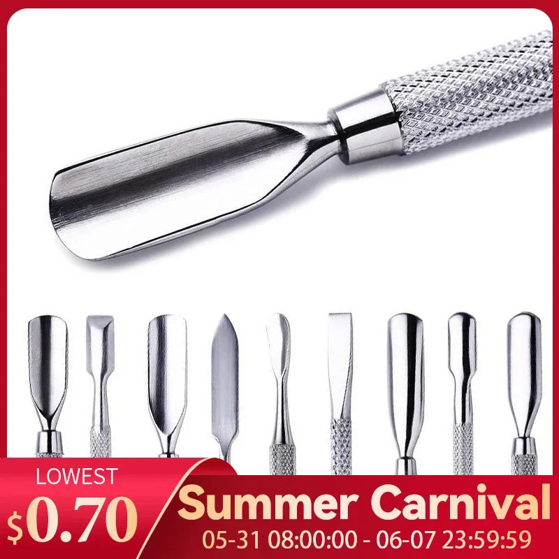 1pcs Double-ended Stainless Steel Cuticle Pusher Dead Skin Push r For Pedicure Manicure Nail Art Cleaner Care Tool 240715