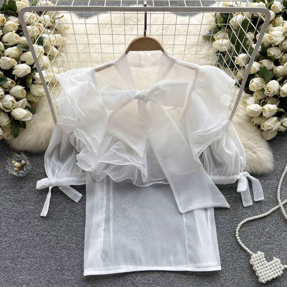 Best Saller Short-sleeved Spring Loose Versatile Casual Slim Streetwear Autumn Women Short Chiffon Lace Street Activity Crop Tops2 Graphic T Shirts