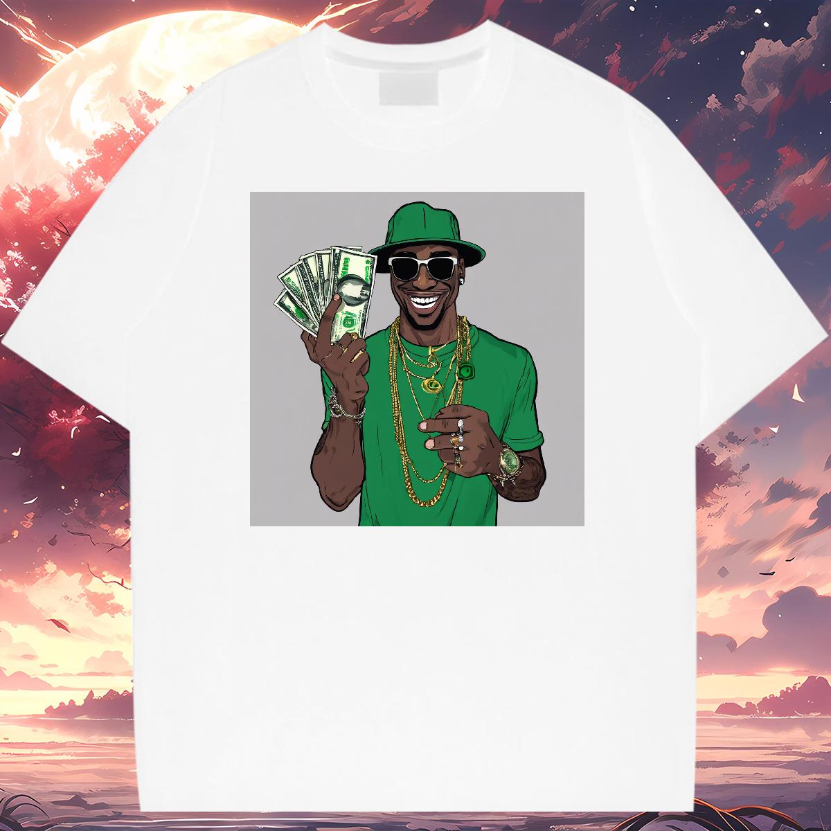 2024 Man T Shirts XH 230g 100% Cotton Cartoon Print Men Tees Daily Wear Cotton Breathable Short Sleeve Soft Tops Shirt