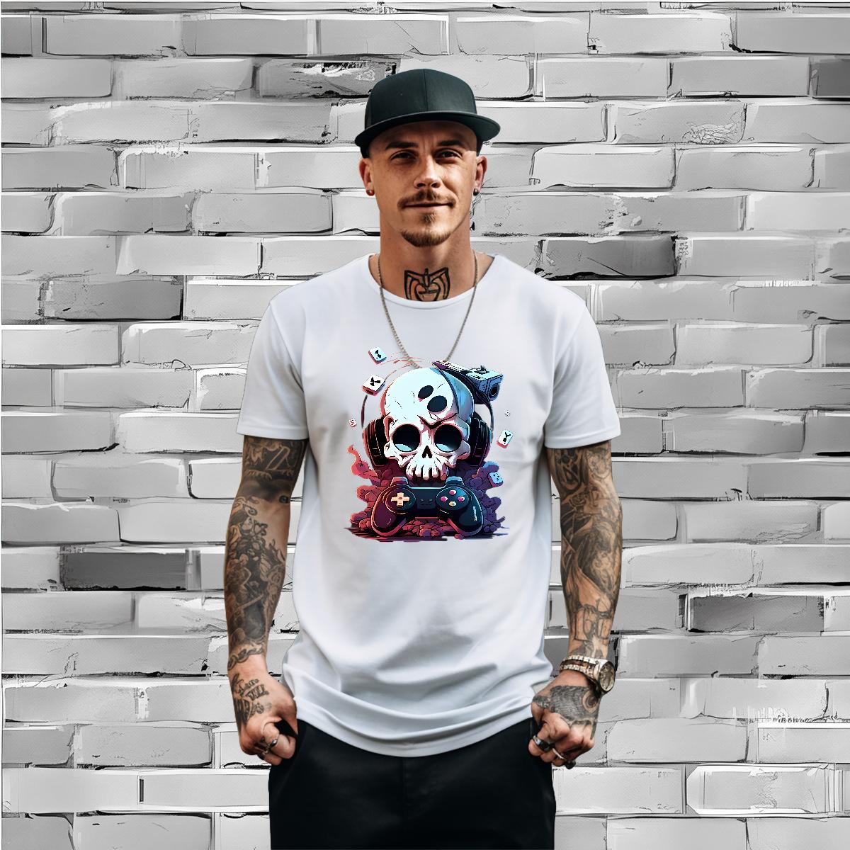 DIY T Shirts Men Skeleton 230g Cotton Customized Casual Daily Wear Tshirt for Man Woman Crew Neck Cotton Breathable Comfortable