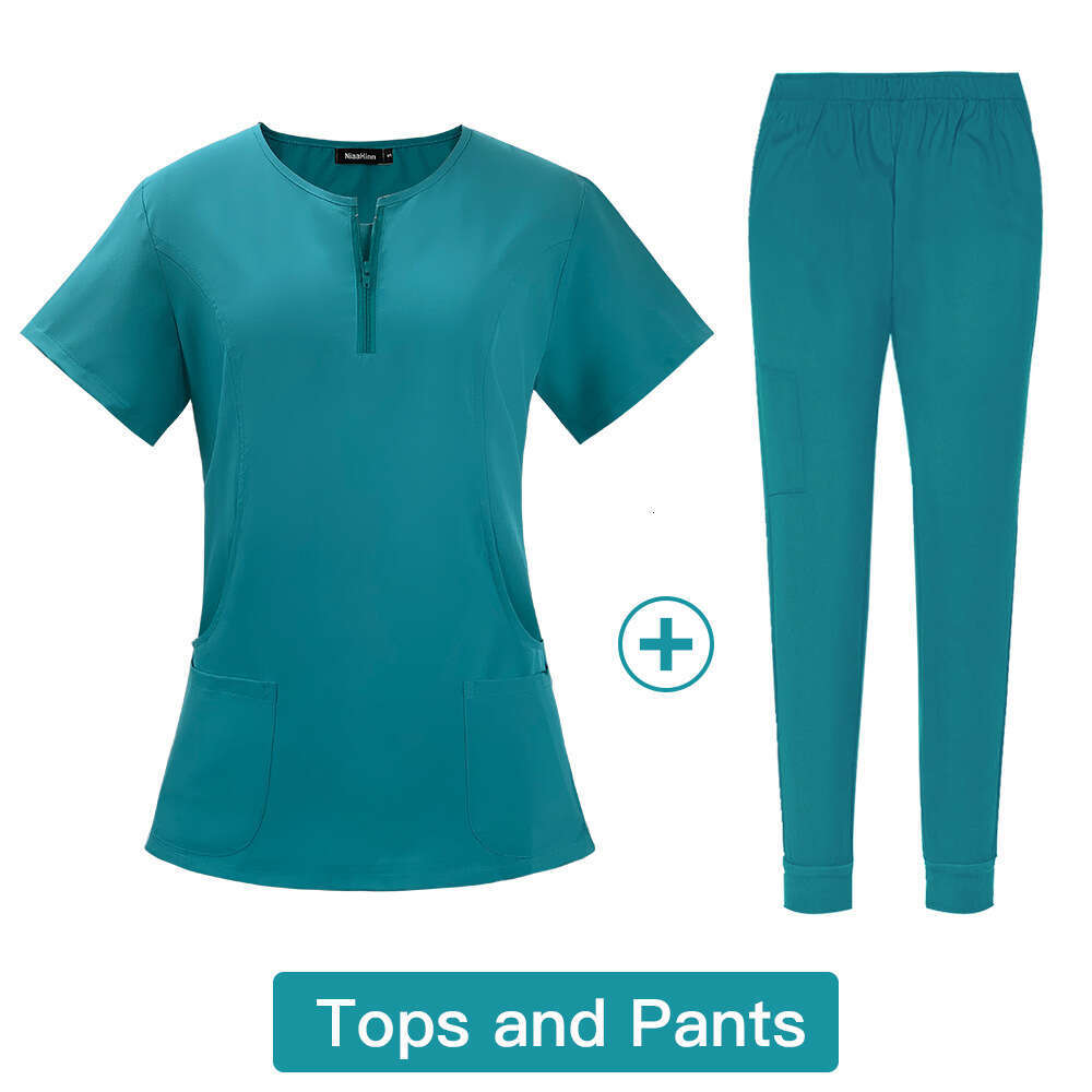 Niaa Hinn Scrub Set Zip Up New Arrival French Gentle Wind Popular Temperament Sexy Loose Linen