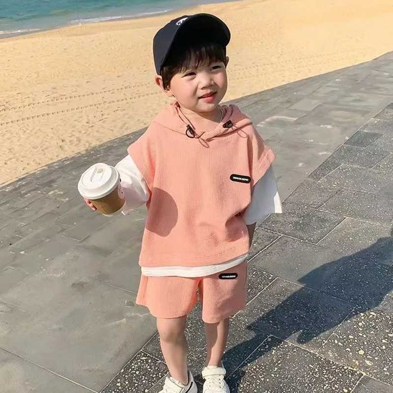 Clothing Sets Children Clothing Sets Kids Boys Girls Clothes Short Sleeve Hooded Shirt+short Kid 2Pcs Suit Cotton 2024 Summer Baby Boy Outfit