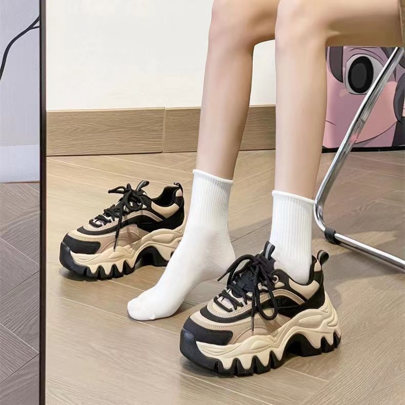 Dad's Instagram Trend, 2023 Spring New Versatile Retro Sports Shoes, Thick Sole, Increased Height, Breathable Women's Shoes