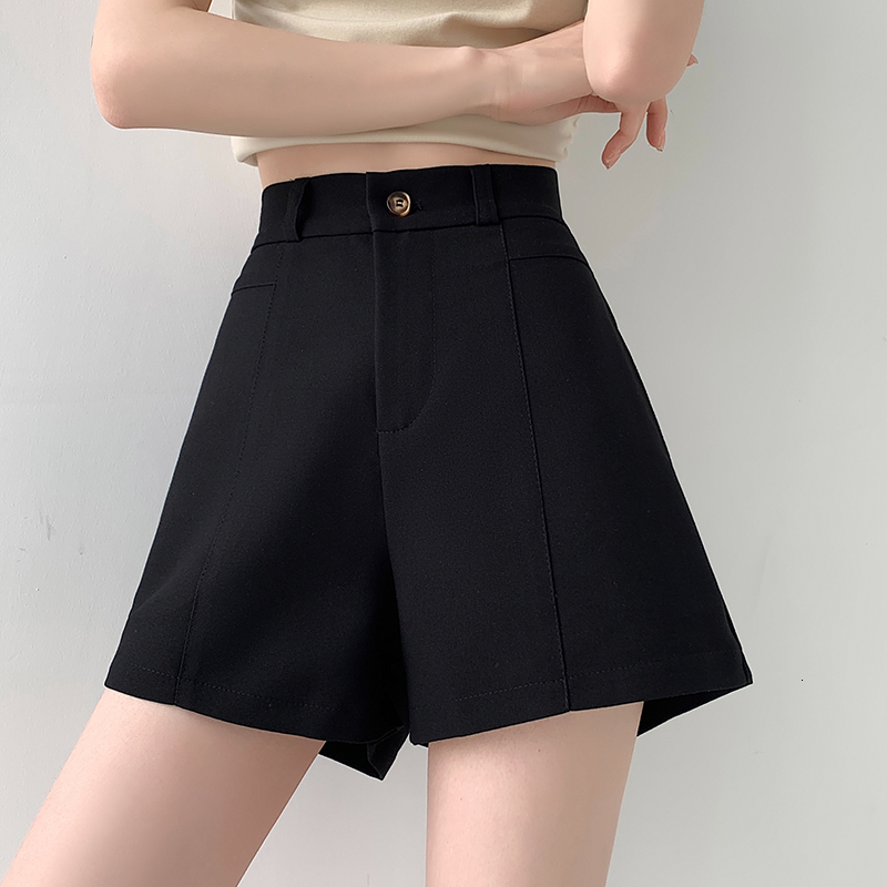 Design sense: Grey suit shorts for women's summer 2024 college style loose A-line wide leg casual five quarter pants
