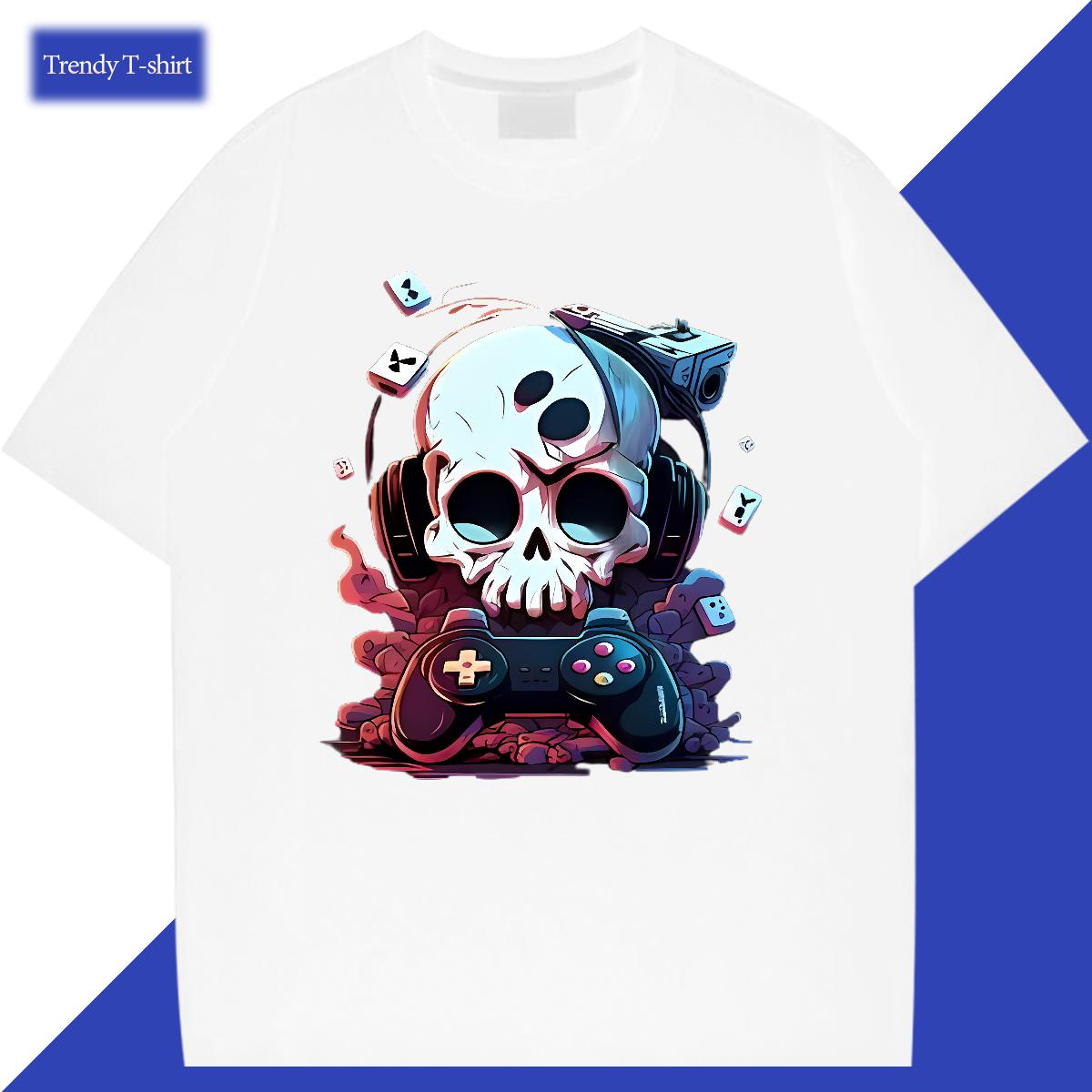 Fashion Design T Shirt For Man Skeleton 100% Cotton 230g Black Oversized Couples T Shirts Outdoor Cotton Breathable Short Sleeve Unisex Wear