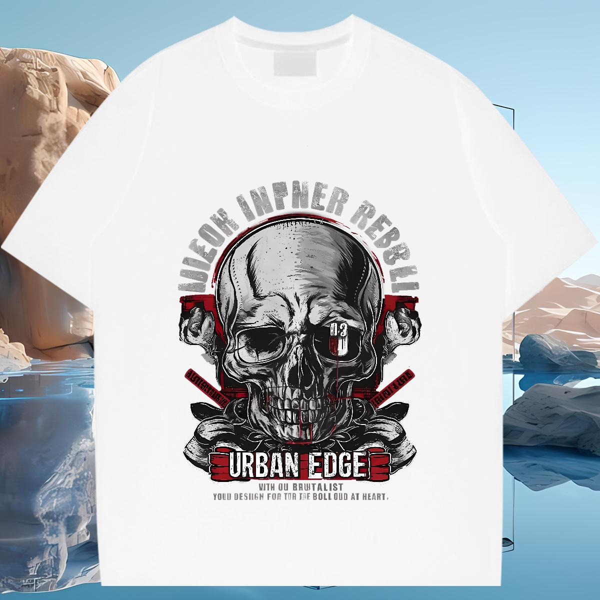 High Quality Tshirts Skeleton 100% Cotton 230g Cotton Breathable Street Wear T-Shirts for Men White Plus Size 2024 DIY Top Tees