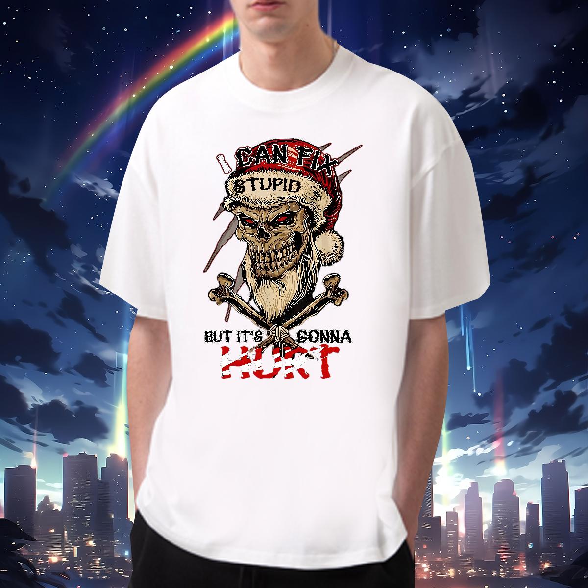 2024 New Mens T Shirts Skeleton 230g Cotton Oversized Men Tees Summer Casual Breathable Crew Neck Loose Tops Tees