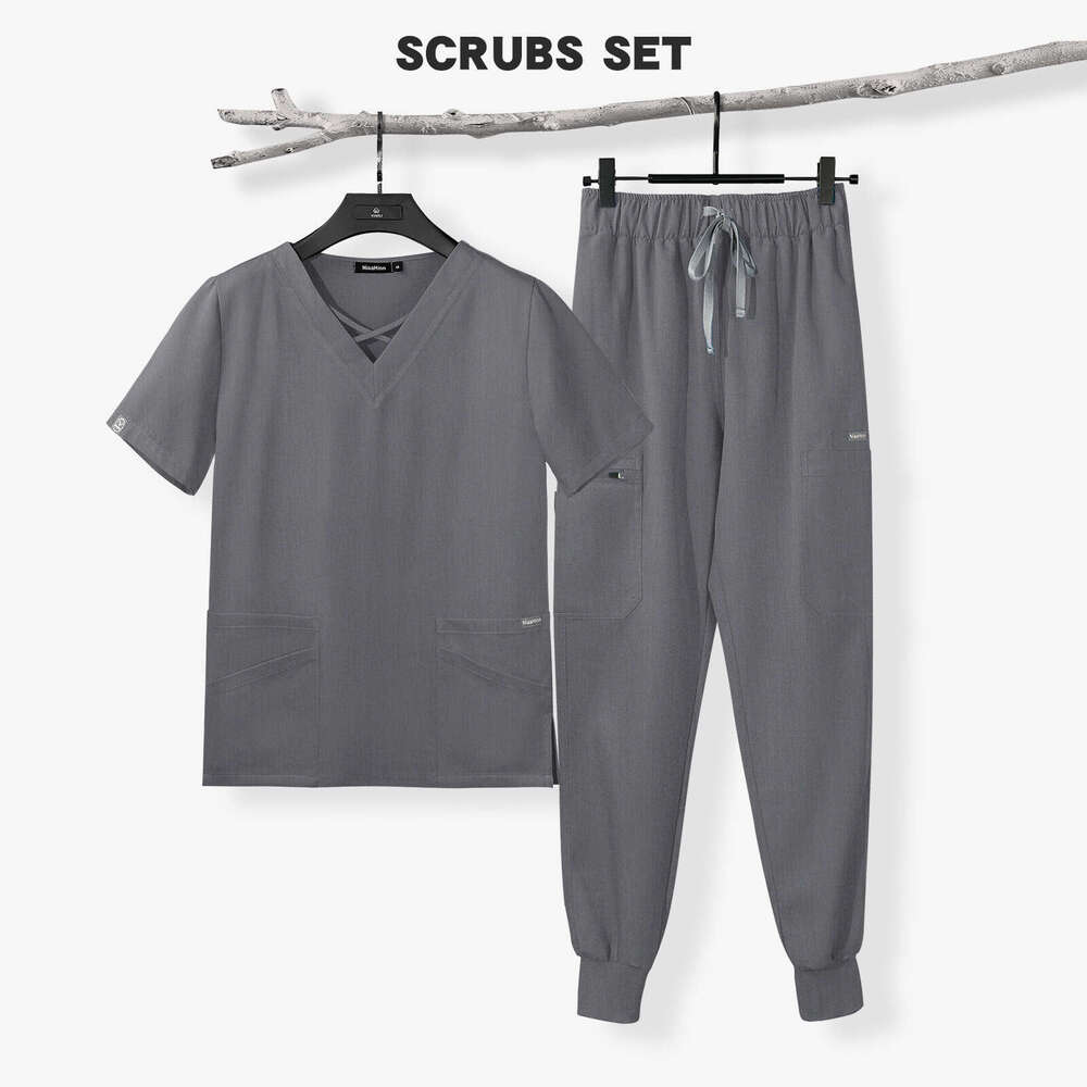 Scrub Set Undefined Zip Up New Arrival Non-ironing Show Thinness Temperament Ventilation Sexy Linen Self-cultivation