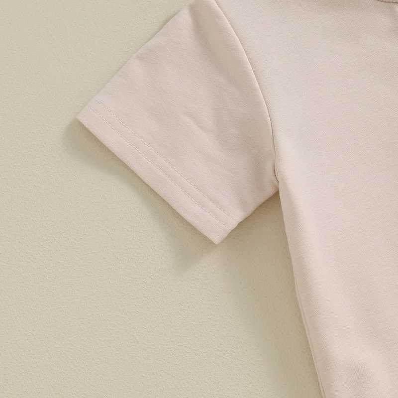 Clothing Sets Infant Baby Boy Summer Sets Short Sleeve Side Slit Solid Color Tops + Elastic Waist Folded Hem Shorts Loose Toddler Outfits