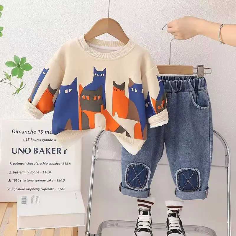 Clothing Sets Kids Girls Autumn Set 2023 New Little Boys Spring And Autumn Baby Childrens Clothing Sports Autumn Childrens Sweater Two Piece