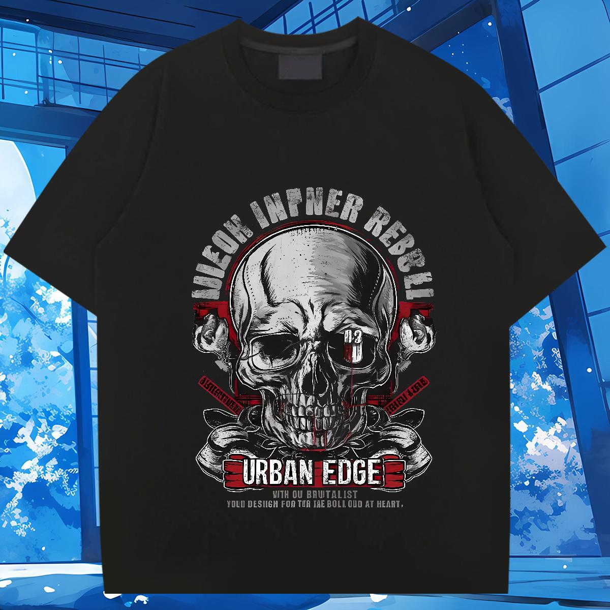 Wholesale Men Tshirts Skeleton 100% Cotton 230g Short Sleeve Cotton O-Neck Summer Casual T-Shirts for Men Oversized 3XL 4XL 2024 Polos