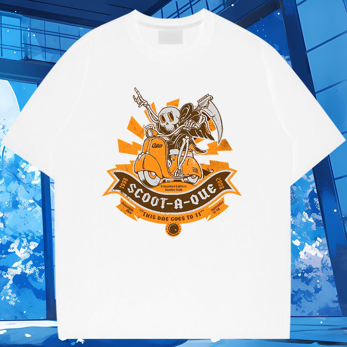 Classic Men T Shirts Skeleton 100% Cotton 230g Oversized 3XL 4XL Street Wear Men Tops Tees Breathable Short Sleeve Brand