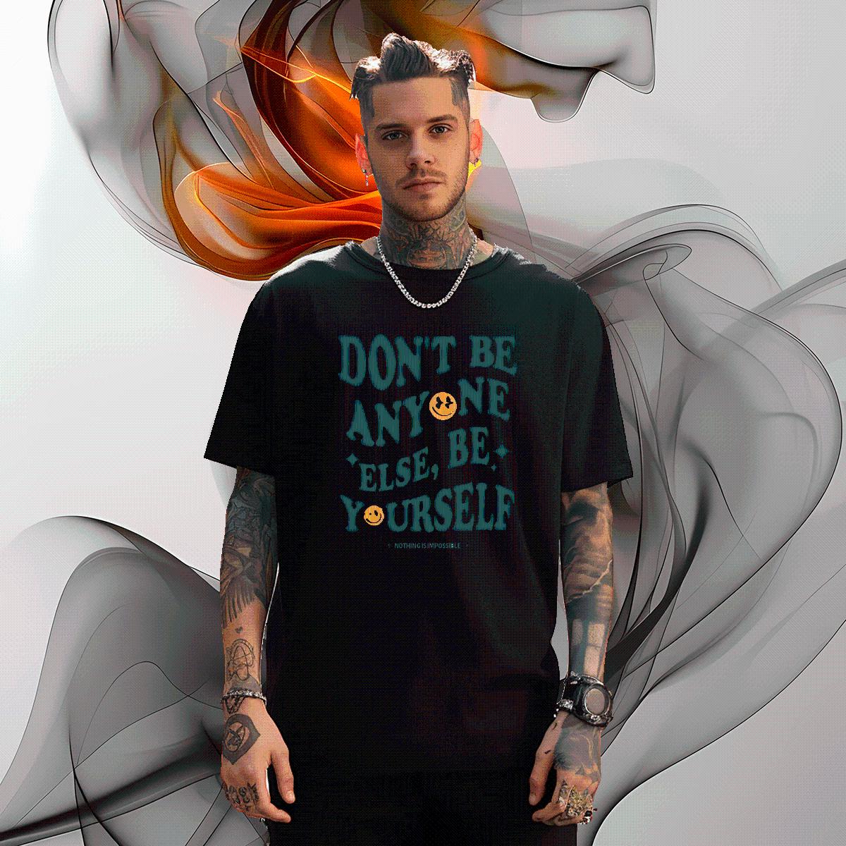 Cool Design Men Tshirts Nothing Is Impossible 230g 100% Cotton Short sleeve Cotton Soft Sports Casual T Shirts Men DIY Printed Casual New Tops Shirt