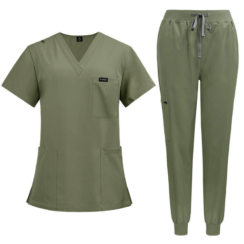 Scrubs Two Piece Set Women Designer Two Piece Set Women New Arrival Non-ironing French High Elasticity Ventilation Popular Temperament Loose Self-cult